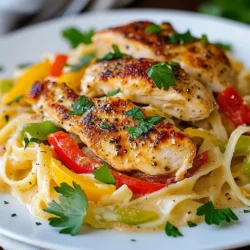 - Chicken and pasta components - 2 chicken breasts, sliced - 8 oz fettuccine pasta - Vegetables and seasoning - 2 tablespoons Cajun seasoning - 1 red bell pepper, sliced - 1 green bell pepper, sliced - 1 medium onion, sliced - 3 cloves garlic, minced - Sauce components - 2 tablespoons olive oil - 1 cup heavy cream - 1 cup grated Parmesan cheese - Salt and pepper to taste - Fresh parsley, chopped for garnish For this Spicy Cajun Chicken Pasta, each ingredient plays a key role. The chicken provides protein and heartiness. The fettuccine pasta gives a nice base to soak up the tasty sauce. The Cajun seasoning adds heat and flavor. The bell peppers and onions add crunch and sweetness. Garlic gives a rich aroma that enhances the dish. The heavy cream creates a smooth and creamy sauce. Finally, Parmesan cheese brings a salty kick and depth. Don't forget to have fresh parsley on hand. It adds color and a fresh taste when you serve your dish. This combination of ingredients brings a bold and flavorful meal to your table. Enjoy the cooking process and savor each bite! {{ingredient_image_1}} To start, boil water in a large pot. Add salt to the water. Then, add 8 ounces of fettuccine pasta. Cook according to the package instructions until it is al dente, about 10 minutes. Drain the pasta and set it aside. Next, take 2 chicken breasts and slice them thin. Place the chicken in a bowl. Sprinkle 2 tablespoons of Cajun seasoning over the chicken. Toss the chicken until it is well coated. In a large skillet, heat 2 tablespoons of olive oil over medium-high heat. Add the seasoned chicken. Sauté for about 5-7 minutes until it is golden brown. Once cooked, remove the chicken and set it aside. In the same skillet, add sliced onions and bell peppers. Sauté for 4-5 minutes until they soften. Then, add 3 cloves of minced garlic. Cook for 1 more minute until it is fragrant. Lower the heat and pour in 1 cup of heavy cream. Stir well and let it simmer for 2-3 minutes. Slowly add 1 cup of grated Parmesan cheese to the skillet. Stir continuously until the sauce is smooth and creamy. If the sauce is too thick, add a splash of pasta water. Return the cooked chicken to the skillet. Add the drained fettuccine pasta and toss everything to coat. Season with salt and pepper to taste. Cook for an additional 2-3 minutes to heat everything through. Serve hot and garnish with fresh chopped parsley. Enjoy your flavorful Spicy Cajun Chicken Pasta! To make this dish pop, use fresh ingredients. Fresh bell peppers and garlic lift the flavor. Cajun seasoning is key. You can adjust the spice by adding more or less. If you want extra heat, add a pinch of cayenne pepper. A squeeze of lemon juice brightens the dish. Always taste your sauce. Adjust salt and pepper as needed. Cook the pasta until al dente. This means it should still have a slight bite. Overcooked pasta becomes mushy. When cooking chicken, don't overcrowd the skillet. This helps it brown nicely. Use medium-high heat for a good sear. Stir vegetables just enough to soften them. You want them tender but not mushy. Serve the pasta hot. Garnish with fresh parsley for a pop of color. Pair it with a green salad for a fresh side. Garlic bread also makes a great addition. For a drink, try iced tea or a light beer. Enjoy the meal with family or friends for a fun dinner! Pro Tips Perfectly Cooked Pasta: Always cook pasta until al dente for the best texture; it will continue to cook slightly when mixed with the sauce. Balancing Spice: Adjust the amount of Cajun seasoning based on your spice tolerance; you can always add more later but it's hard to take it out! Cheese Quality Matters: Use freshly grated Parmesan cheese for a creamier texture and better flavor compared to pre-grated options. Leftover Love: This dish stores well in the fridge; reheat gently and add a splash of cream or pasta water to revive the sauce. {{image_2}} You can swap chicken for shrimp or sausage. Shrimp cooks fast and adds a nice touch. Sausage brings a bold flavor with every bite. You may also use tofu for a plant-based option. Just make sure to season your proteins well. Each choice offers a unique twist to your dish. Feel free to add more vegetables to your pasta. Zucchini, spinach, or mushrooms fit well. These veggies add color and nutrients to the meal. Broccoli or asparagus also work nicely. Just sauté them with the onions and peppers for a quick cook. To make this dish dairy-free, use coconut milk instead of heavy cream. It gives a rich flavor without the dairy. Nutritional yeast can replace Parmesan cheese for a cheesy taste. You can also use almond or oat milk, but check for thickness. Adjust seasonings to keep your dish bold and flavorful. After enjoying Spicy Cajun Chicken Pasta, let it cool. Place it in an airtight container. This keeps the flavors fresh. Store it in the fridge for up to three days. If you want to store it longer, consider freezing. To reheat, take your pasta out of the fridge. You can use a microwave or the stove. If using a microwave, heat it in 30-second bursts until warm. If using the stove, add a splash of water or cream to the pan. This keeps the pasta moist. Stir it often until heated through. If you want to freeze the pasta, use a freezer-safe container. You can freeze it for up to three months. When ready to eat, let it thaw in the fridge overnight. Reheat it gently as mentioned above. This way, it will taste almost fresh! Yes, you can make this dish ahead of time. Cook the pasta and chicken, then store them separately in the fridge. When you're ready to eat, heat them in a skillet. Add the sauce and mix until warm. This saves time on busy nights! You can use several spices if you don't have Cajun seasoning. A mix of paprika, garlic powder, onion powder, and black pepper works well. You can also try Creole seasoning for a different flavor. Adjust the mix to suit your taste. The spice level depends on the Cajun seasoning you use. Most are mildly spicy but can pack a punch. If you prefer less heat, use a lighter hand when adding the seasoning. You can also add more cream to tone down the spice. Absolutely! While fettuccine is great for this dish, you can use any pasta you like. Penne, farfalle, or even spaghetti will work well. Just adjust the cooking time based on the pasta type you choose. This dish pairs well with a simple salad or garlic bread. A side of steamed veggies adds color and nutrition. You can also serve it with a glass of white wine for a lovely meal experience. Enjoy! This blog post covered how to make Spicy Cajun Chicken Pasta. We looked at essential ingredients, from chicken to spices. You learned step-by-step instructions, including cooking pasta and preparing chicken. Tips helped to enhance the dish's flavor. We also explored variations with proteins and vegetables. Lastly, we discussed how to store and reheat leftovers. Try this dish yourself, and adjust it to your taste. Happy cooking!